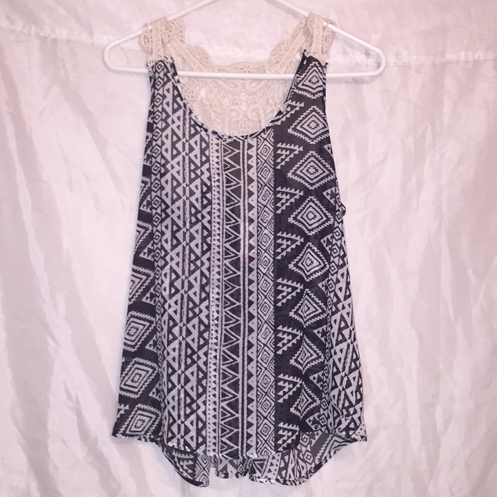 *FINAL MARKDOWN* sheer tank w/ lace Sz L 💜